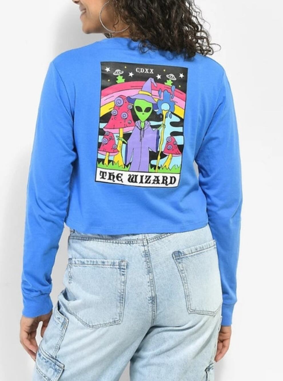 NWT Zumiez A.LAB Dita The Wizard Blue Crop Long Sleeve T-Shirt Size M